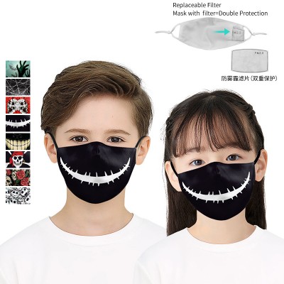 Kids Cartoon mask pattern 3D digital printing mask reusable adjustable dust-proof party halloween child mask