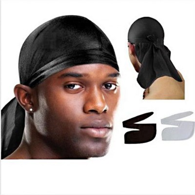 Fashion Men's Satin Durags Bandanna Turban Wigs Pirate Hat Men Silky Durag Headwear Headband