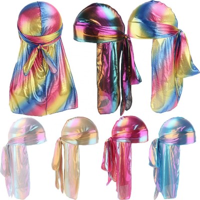 Women Men's Bandanas Silk Laser Bandana Sparkly Colorful Durags Turban Bandanas Headwear Silky Durag