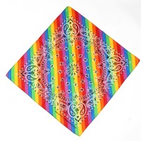 Colorful printed colorful stripe square scarf rainbow hip-hop headscarf bandanas for head