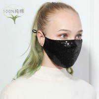 wholesale 2020 band dust washable Reusable Fabric bling fashion cloth cotton maskes Face cover Sequins Maskes for women